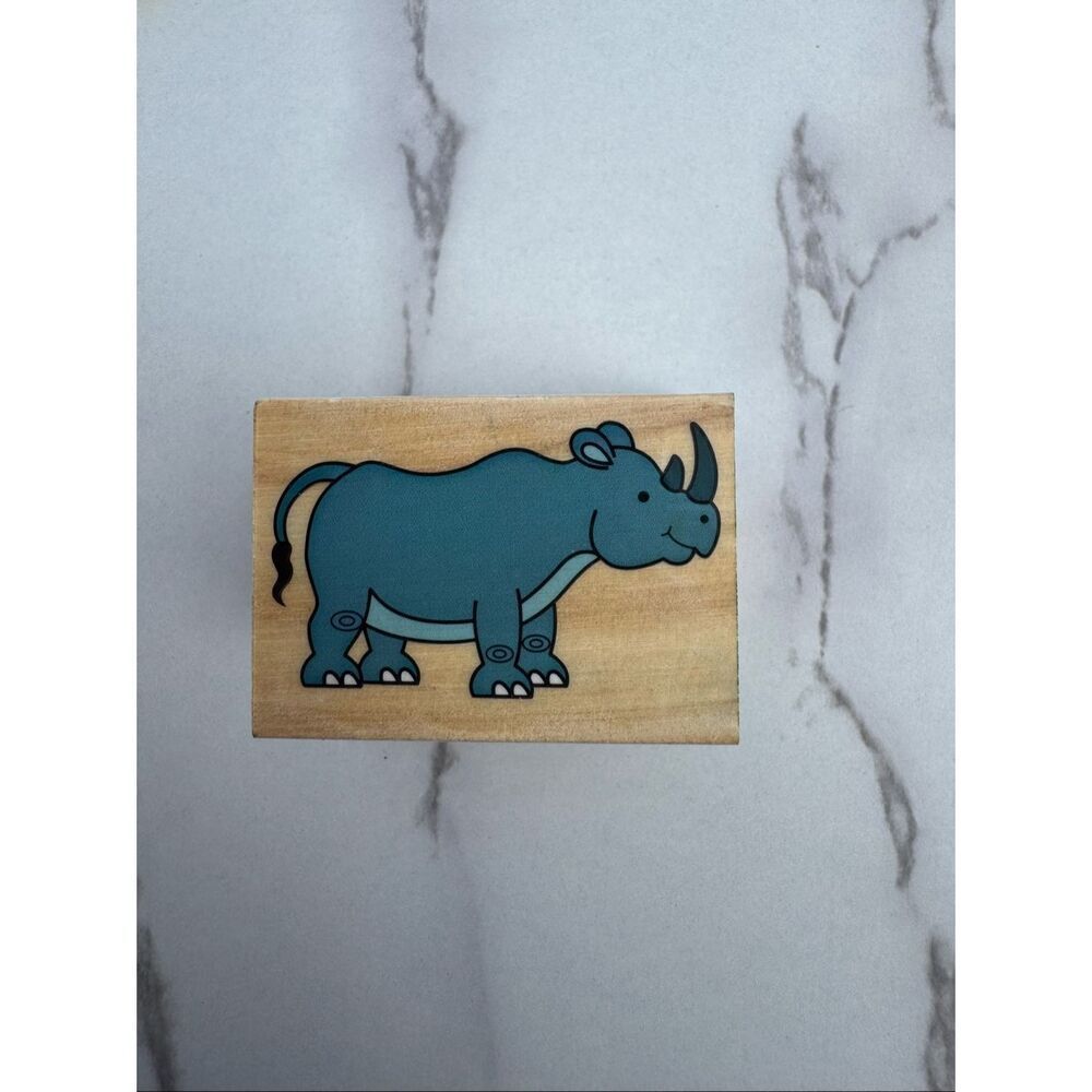 Cartoon Rhino Rubber Stamp